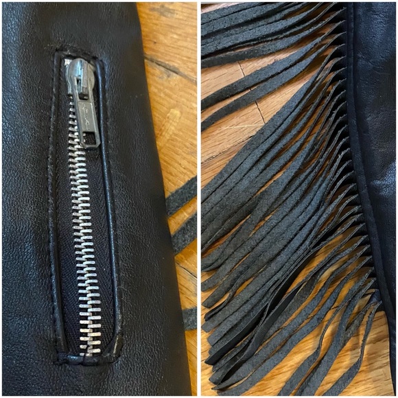 Vintage 80s Diamond Leathers Fringed Moto Jacket - Picture 5 of 13